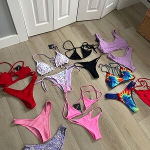Colorful Mixed Bikini Set Lot - Pink, Red, Black, Tie-Dye, Lavender